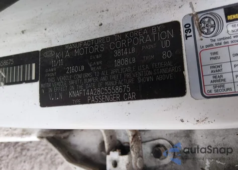 2012 Kia Forte Lx из США, поврежденный, VIN KNAFT4A28C5558675